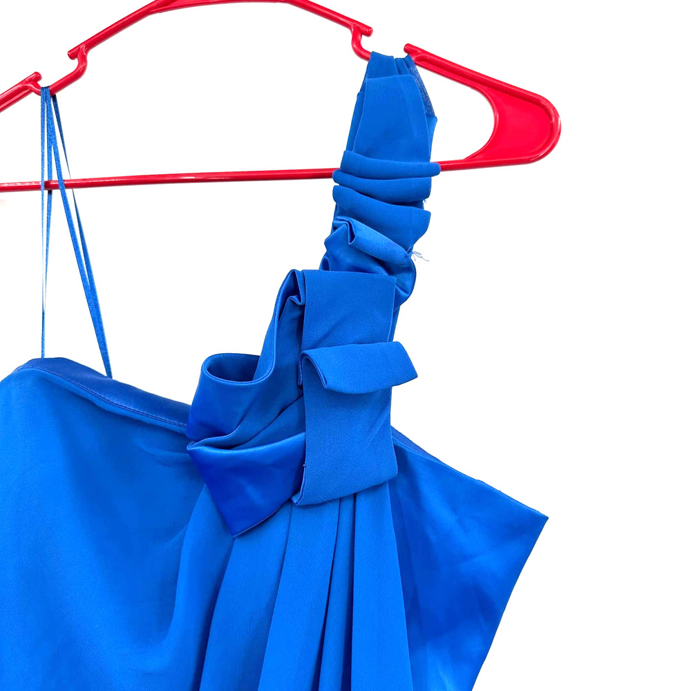 Max and Cleo size 2 aqua sky one shoulder mini dress blue - Picture 3 of 9